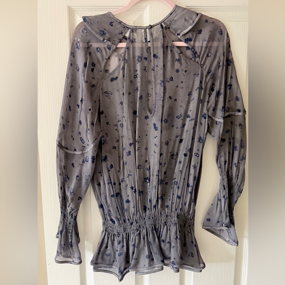 IRO Sheer Floral Ruffle Blouse - Purple - Picture 11 of 12
